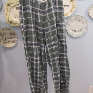 Blue and White Plaid Pajama Pants